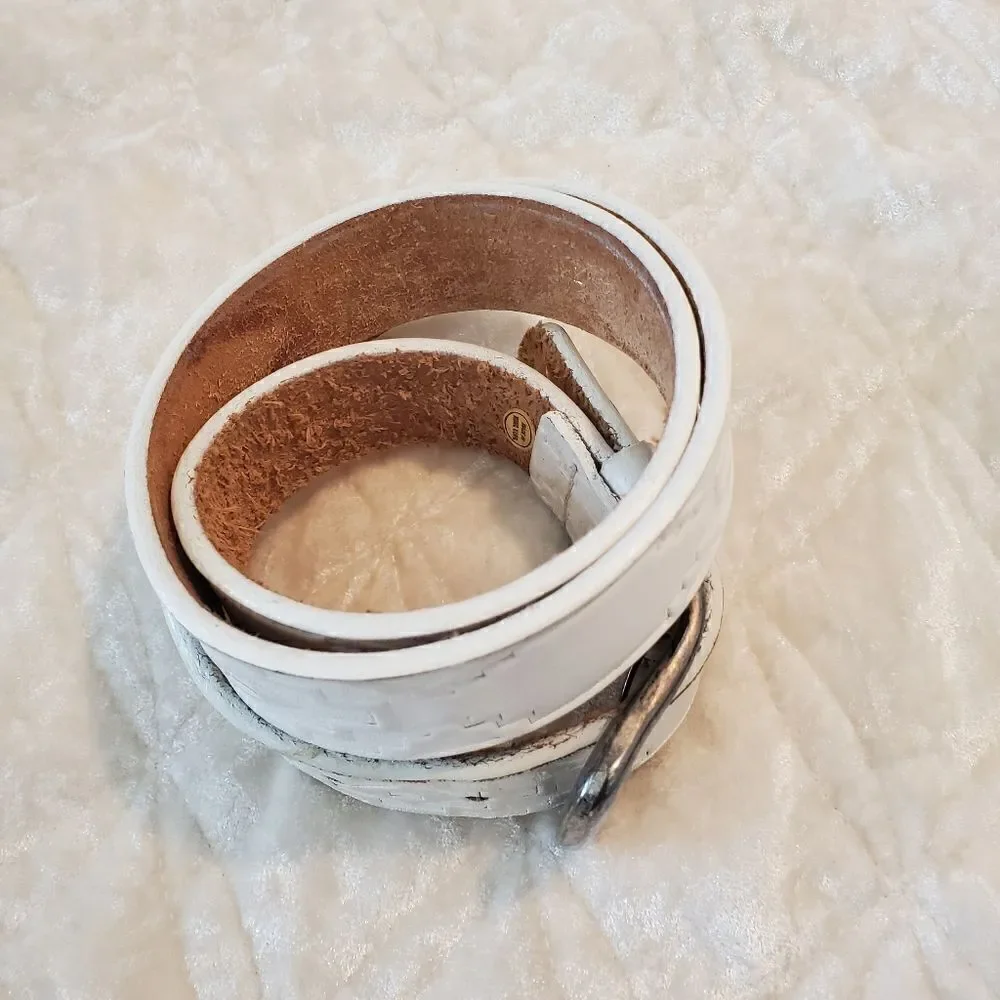 MILOR Women's Leather Belt Size‎ ML White  Aztec Print